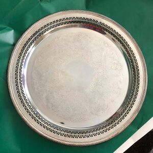 International Silver Company Round Tray Pierced 15"